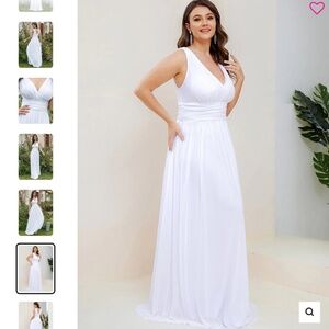 Ever-Pretty Womens Elegant Double V Neck Simple Wedding Dress Size 12 White, NWT